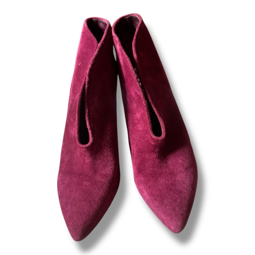 VINCE CAMUTO Mixen Burgundy Suede Leather Ankle Boots Booties Sz 8 - Picture 3 of 7